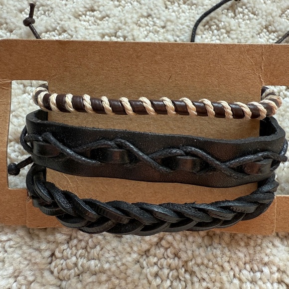New Men’s set of three Natural Braid black bracelets - Picture 4 of 5